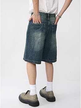 Jorts for Men Baggy Jorts Y2k Baggy Shorts Denim Mid Rise